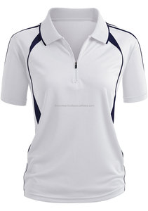 Camiseta de manga corta con cremallera para chica, Polo blanco, Camiseta deportiva - Product Image 2