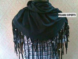 Bufanda larga de algodón con flecos para niñas, estilo liso para la temporada de primavera - Product Image 2