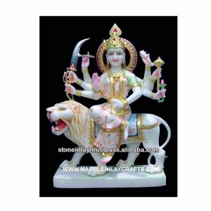 Statue en marbre, Statue de Durga Maa sur le Lion - Product Image 1