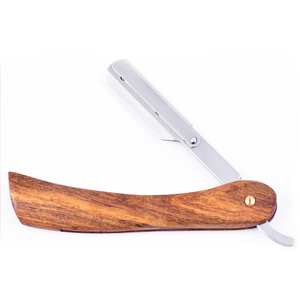 Rasoir droit en acier inoxydable à lame unique pour le rasage du visage Rasoir de sécurité jetable avec manche en bois - Product Image 4