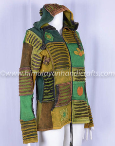 Verde RAZORCUT PATCHWORK elegante Bohemia señoras Sudadera con capucha CSWJ 459 - Product Image 2