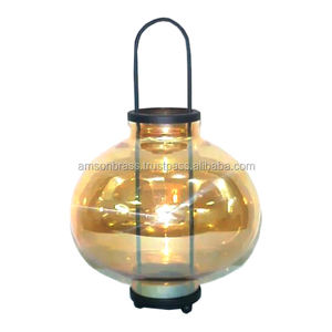 <b>Lantern</b> Decorative Transparent Glass & Metal Iron Candle Holder <b>Lantern</b> <b>Set</b> of Three Square Shape <b>Lantern</b> Hot Sale Deco - Product Image 1
