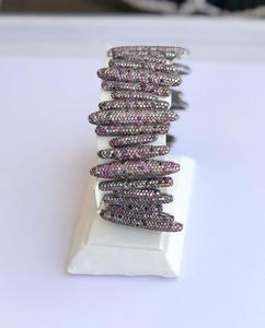 Pulsera de plata de ley 925 con piedras preciosas chapadas en oro de 14k, diseño de Multi zafiro Natural - Product Image 1