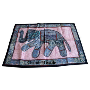 Elefante bordado a mano, decoración de pared, tapiz colgante de lentejuelas Hippie Vintage, diseño Aubusson, corredor decorativo étnico - Product Image 1