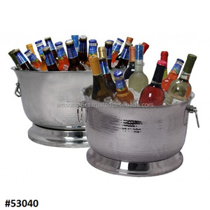 Enfriador de Vino Martillado de Doble Pared de Acero Inoxidable, Forma Redonda, Enfriador de Bebidas Metálico para Fiestas, Enfriador de Vino de Mesa - Product Image 4