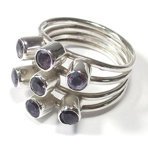Wholesale Silver Jewelry Natural Purple Amethyst Stone <b>Rings</b> Sterling Silver <b>Rings</b> - Product Image 3