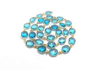 Conectores ovalados chapados en oro de 24 quilates, cadena de bisel, plata esterlina, Metal, latón, cobre, hallazgos de joyería, cuentas de 24mm - Product Image 2