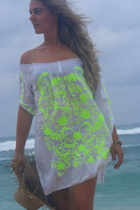 Robe de plage courte style Boho, tenue élégante et Sexy, tunique avec glands, épaules dénudées, couleur néon, style Boho, nouvelle collection Offre Spéciale - Product Image 2