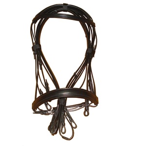 ONE WORLD EXPORTS Cavesson équestre simple Bride en cuir Muserolle PVC Matériel Couture fantaisie Modèle 7864304 pour les courses de chevaux - Product Image 1