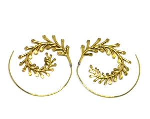 Boucles d'oreilles spirales bohèmes en laiton au design unique, faites à la main, pour mariage, fiançailles, fête, bijoux en gros, prix d'usine - Product Image 2