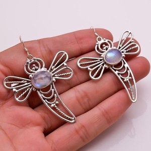 925 Sterling Silver Butterfly Earrings Rainbow Moonstone Fine <b>Handmade</b> <b>Jewelry</b> for Weddings Gifts Bulk Wholesale Manufacturer - Product Image 1