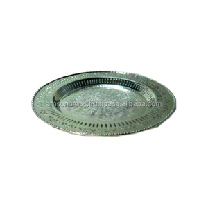 Placa de cargador de plata en relieve reutilizable de diseño personalizado, platos de cena, placa de cargador decorativa barata para comida de boda - Product Image 1