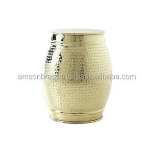 Taburete de Aluminio Tipo Tambor, Plateado Brillante, Martillado, Superventas - Product Image 1