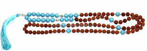 Rudraksha Turquoise Mala perles noué Mala collier fait à la main artiste indien colliers de perles - Product Image 3