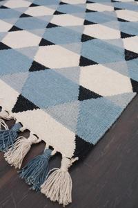 Tapis en coton Kilim triangle géométrique moderne fait à la main Rectangle tissé pour cuisine hôtel bureau salle à manger pour table d'appoint - Product Image 3