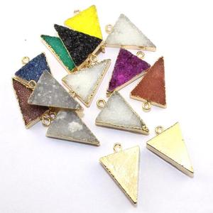 Sucre naturel druzy agate forme triangle or connecteur électroplaqué boucles d'oreilles pendentif fabrication connecteur résultats de pierres précieuses - Product Image 3