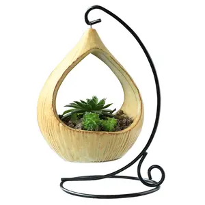 Support métallique suspendu en céramique, Pot de fleur, bonsaï, décoration de balcon, Mini Pot de jardin, boîte de plantation, conteneur