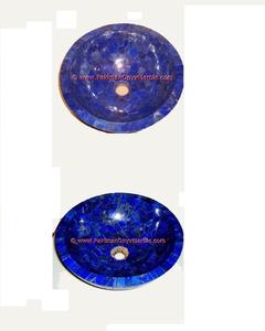 อ่างล้างจานหิน Lapis Lazuli แบบติดตั้งก๊อกน้ำหลุมเดียวส่งออกอ่างล้างหน้าจากคอลเลกชันอัญมณี - Product Image 1