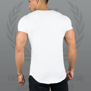 95% algodón 5% Spandex Fitness Wear ropa Slim Fit Longline Camisetas camiseta Stringer Muscle Fitted Athletic Gym Camisas para hombres - Product Image 2