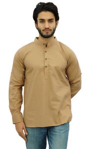 Camiseta de manga larga de algodón para hombre, botón de madera, parte frontal, bolsillo, indio, Kurta, 62 - Product Image 2