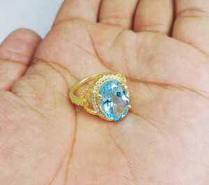ฟ้าบุษราคัมปู CZ ชุดพลอยชุบทองแหวน - Product Image 2