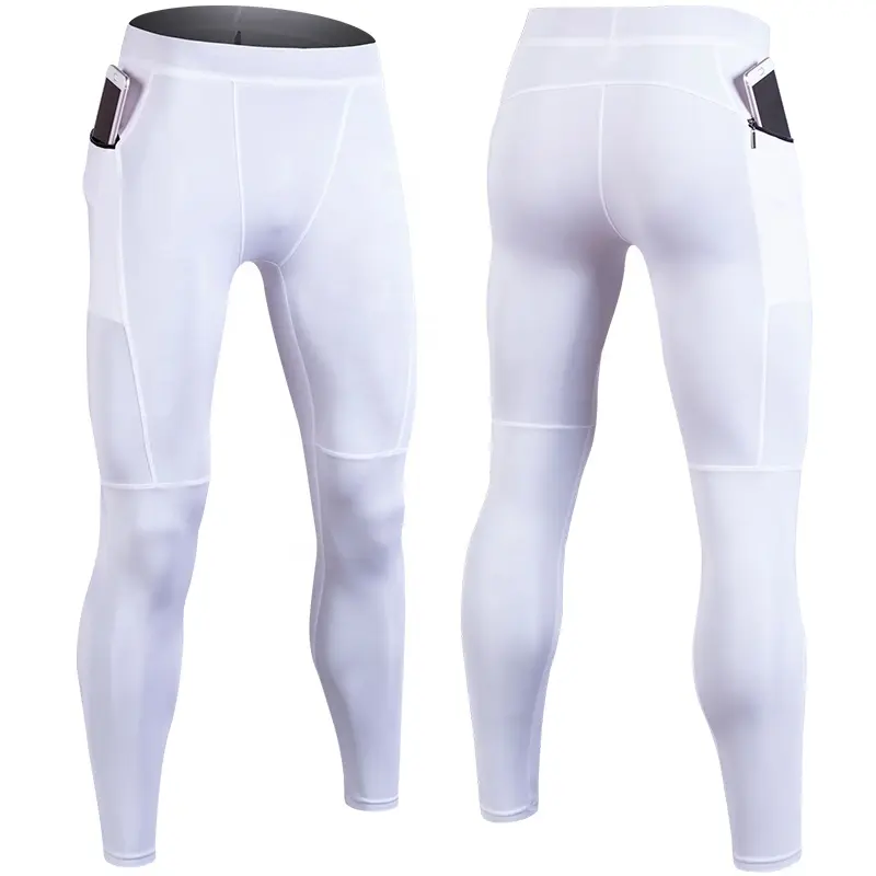 Pantaloni a compressione da uomo con tasche Leggings da Yoga per palestra da allenamento a vita alta per uomo