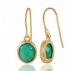 Offre Spéciale S925 argent Sterling vert Onyx boucles d'oreilles goutte argent placage Vintage Style dernière conception pour les femmes pour les bijoux de mariage - Product Image 2