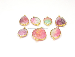 Conector Boho de Piedra Preciosa Natural Facetada Chapada en Oro con Diseño de Limón, Joyería Hecha a Mano, Bisel de Piedra de Nacimiento, Estilo Vintage - Product Image 3