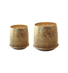 ชุดเคลือบผงโลหะที่ใส่เทียนเหล็ก2อันที่ใส่เทียนทำด้วยมือ - Product Image 1