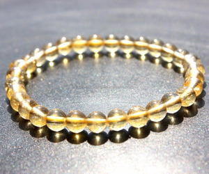 Citrino brasileño, pulsera elástica de cuentas redondas de 8mm, piedras de cristal curativas naturales para regalo, piedra principal, Diamante y Perla - Product Image 5
