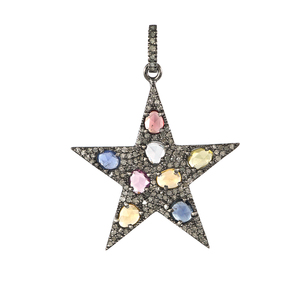 Pendentif en argent sterling 925 pendentif étoile multi-pierres précieuses bijoux faits à la main de qualité supérieure nouveau design - Product Image 1
