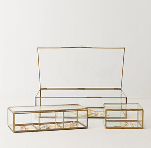 Glass <b>Storage</b> Box Rectangular With Lid Minimalist Design Hinged Cover <b>Storage</b> Organizer For Display - Product Image 1