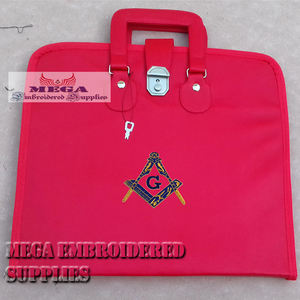 Estuche para Mandil Masónico con Bordado a Mano, Cuadrado, con Cinta de Cuero y Tela, Bordado en Punto de Cruz, para Francmasones - Product Image 1