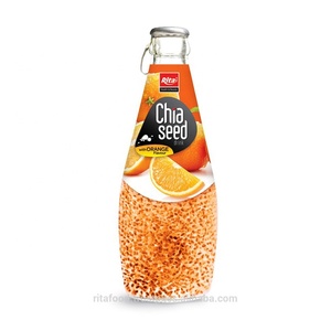 Vietnam Orange Flavor Chia Seed <b>Drink</b> 290ml Puree in <b>Glass</b> <b>Bottle</b> Handcrafted Beverage - Product Image 1