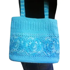 Estilo Bohemian tote saco de crochê artesanal macramê crochê praia hobo sacos