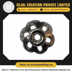 หมวกลูกปัดเงินสเตอร์ลิง925แบบโบราณเครื่องประดับแบบสำเร็จความเงางามความยาว8มม. 10มม. สร้อยคอโซ่ส่วนประกอบเครื่องประดับ - Product Image 4