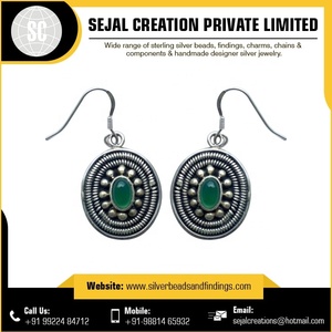 Pendiente de plata con piedras preciosas originales Compre pendientes de tuerca con piedras preciosas en línea en el Festival DE LA India Pendientes de plata esterlina con piedras preciosas de lapislázuli - Product Image 3