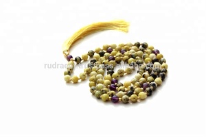 Comprar Piedra preciosa natural de alta calidad espiritual 6 mm serpentina 108 cuentas Rosario borla Yoga Mala Unisex fiesta étnica amatista - Product Image 5