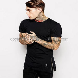 custom oem <b>Longline</b> T-<b>Shirt</b> with Zips for <b>men</b> - Product Image 1