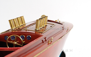 Dijouet artisanal en bois peint, grand L80 cm, décor nautique de bateau vitesse, modèle pour décoration intérieure, nouveau, 2019 - Product Image 2