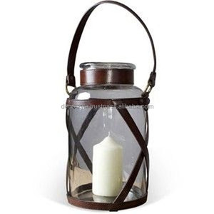 Pot à bougie en cuir avec couvercle - Product Image 4