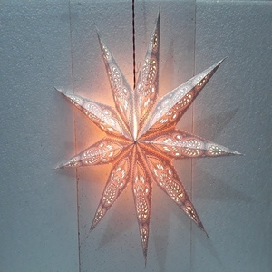 9 décorations de noël pointeurs lanternes étoiles en papier imprimé mélanger les couleurs neuf pointeurs lanternes étoiles en papier de l'inde - Product Image 6