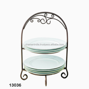 Eco-Friendly Wrought Iron Tiered <b>Plate</b> Dish <b>Stand</b> - Product Image 1