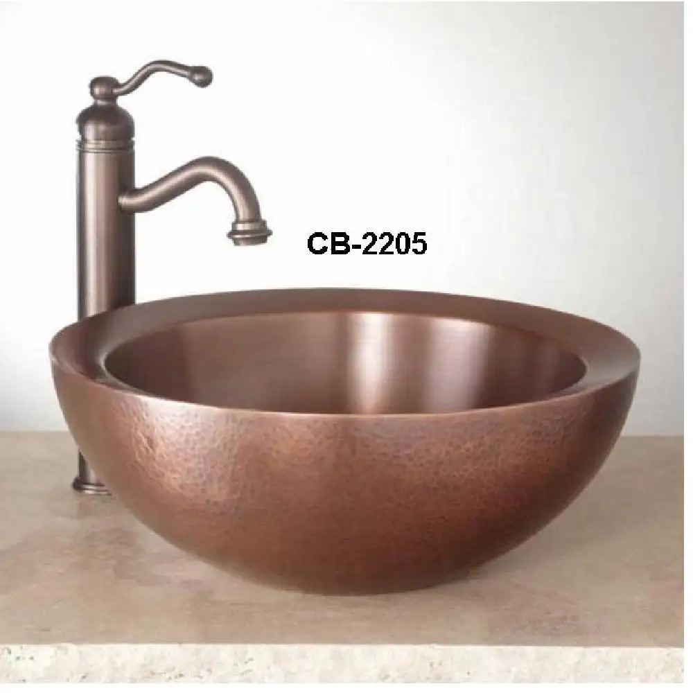 99.9% Hammered Double Wall Round Copper Sink/Bathroom Copper Sink