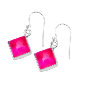 Carré Rose Bagué Gemme 925 Argent Sterling Dangle Bijoux Boucles D'oreilles À La Mode Dangle Boucle D'oreille Pour Le Mariage, Fiançailles - Product Image 2