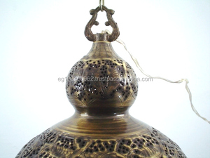 Br189 phong cách Châu Âu Antique sinh sản <span class=keywords><strong>Moroccan</strong></span> Brass Đèn chùm với mái vòm chụp đèn Mặt dây chuyền Trần núi chiếu sáng - Product Image 4