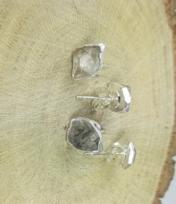 Herkimer ต่างหูเพชรเม็ดหยาบ-April birthstone โลหะผสมวัสดุของขวัญวันครบรอบแต่งงาน - Product Image 4