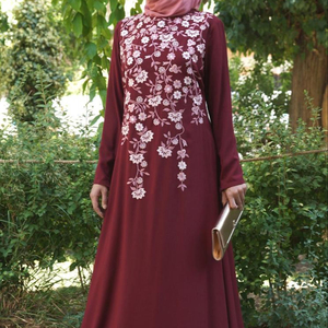 Jilbab brodé de fleurs, 2018 — 2019, bonne qualité, livraison gratuite - Product Image 1