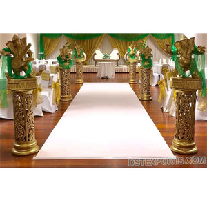 Piliers de chemin de mariage modernes et professionnels en fibre dorée sculptée, socles d'entrée de scène, meilleures décorations d'entrée de mariage - Product Image 1