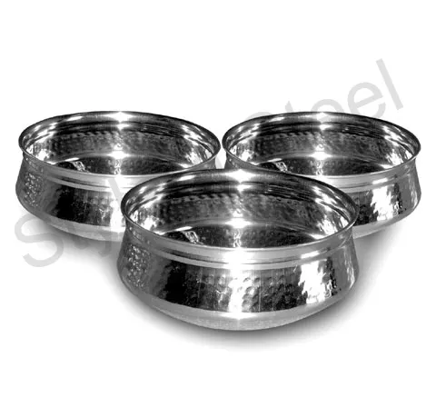 Hammered Serving Handi Dish Plain Stainless Steel Hammered Dish Serving Handi Manufacturer & Exporter From India